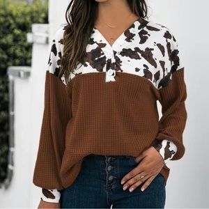 New without tags …Cow print long sleeve tee